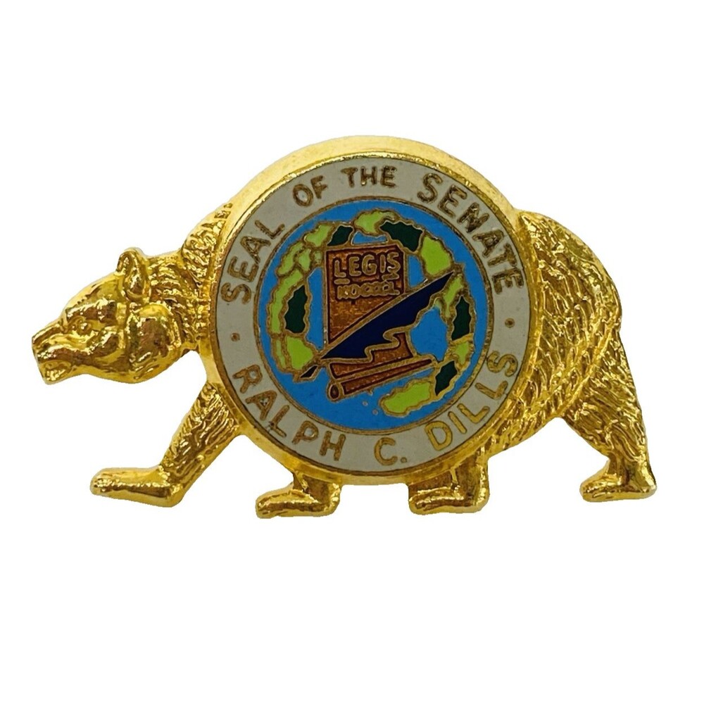 Vintage Ralph C. Dills Political Lapel Pin California State Senate Seal Badge